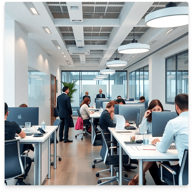 Open space with workers