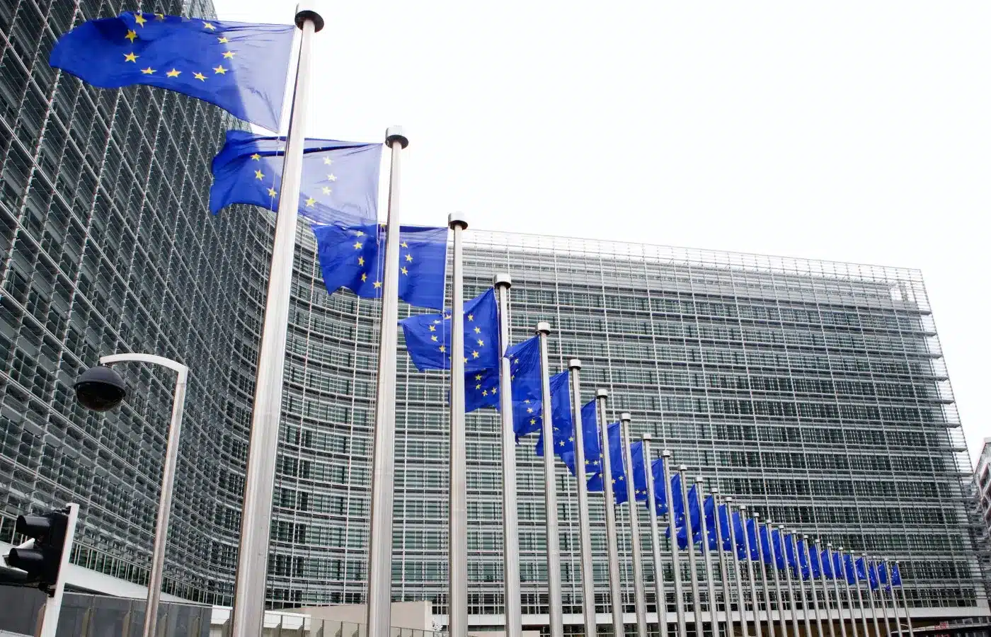 European Commission Berlaymont Brussels EU flags